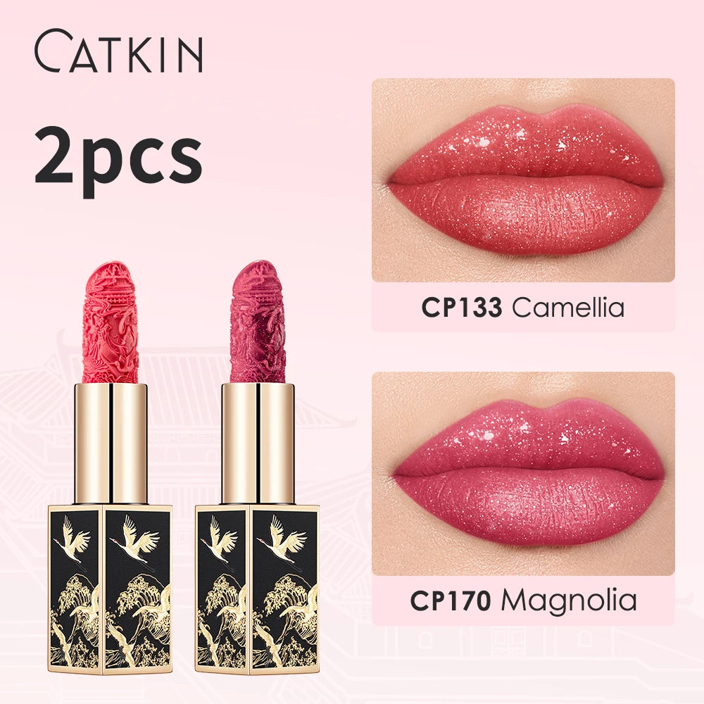 CATKIN Matte Lipstick 2PCS Set Long Lasting for 24H，Lightweight Soft and Ultra Hydrating Lipsticks Infused with Vitamin E