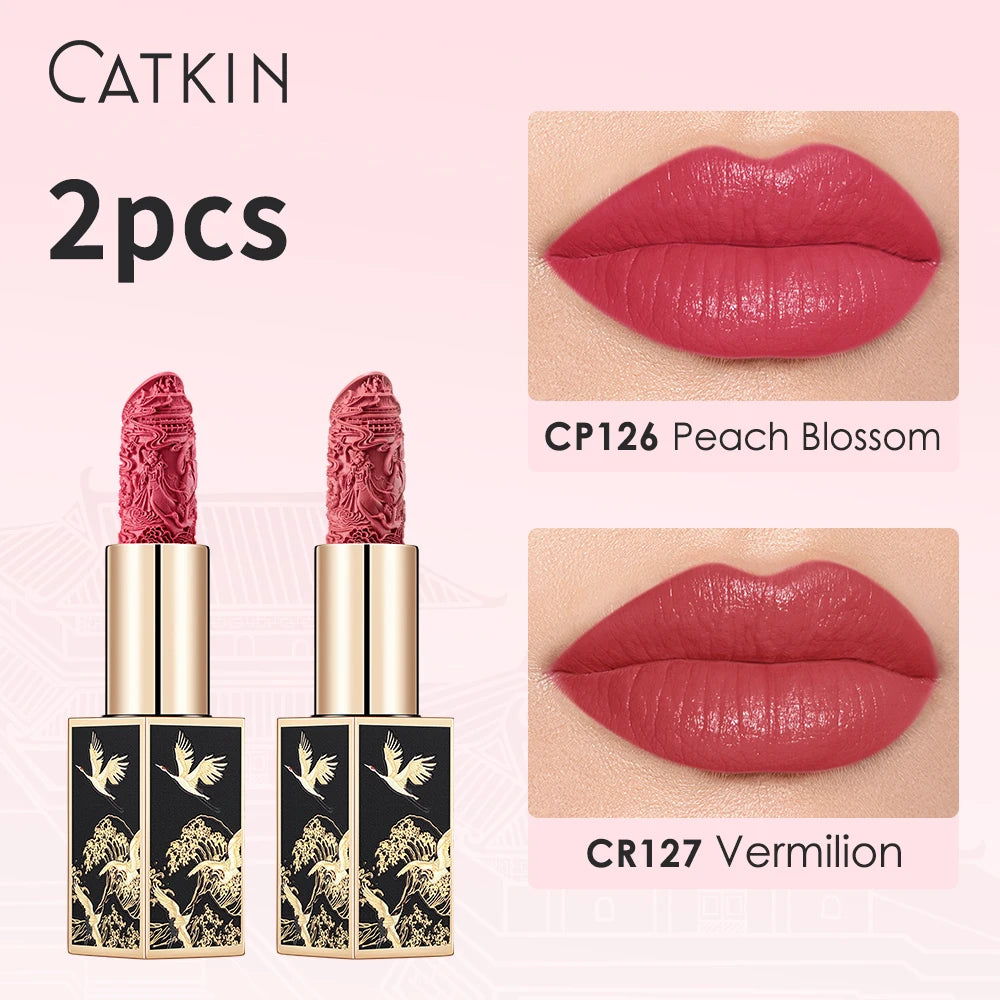 CATKIN Matte Lipstick 2PCS Set Long Lasting for 24H，Lightweight Soft and Ultra Hydrating Lipsticks Infused with Vitamin E